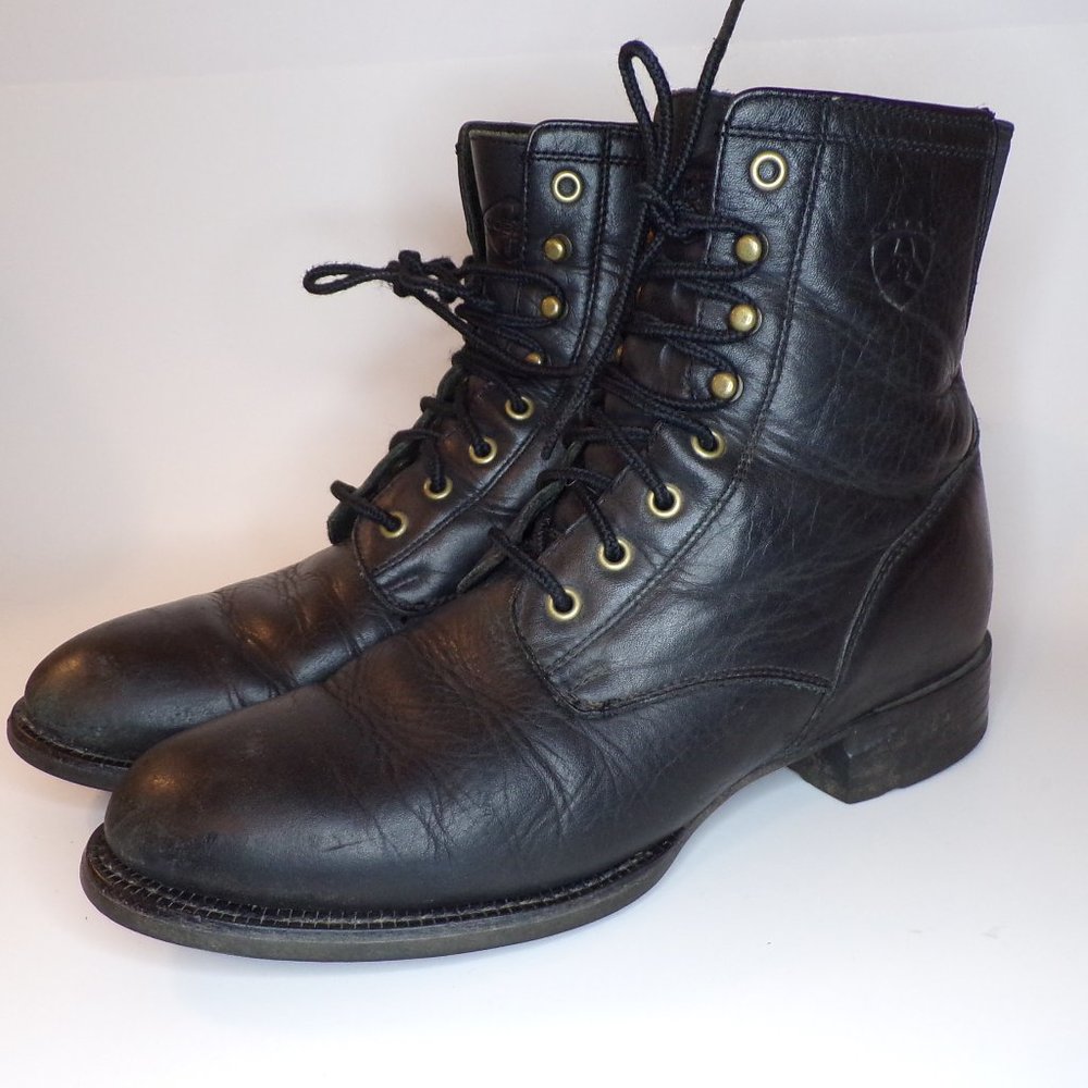 Ariat Women's Black Leather Lace Up Boots Size 7.5